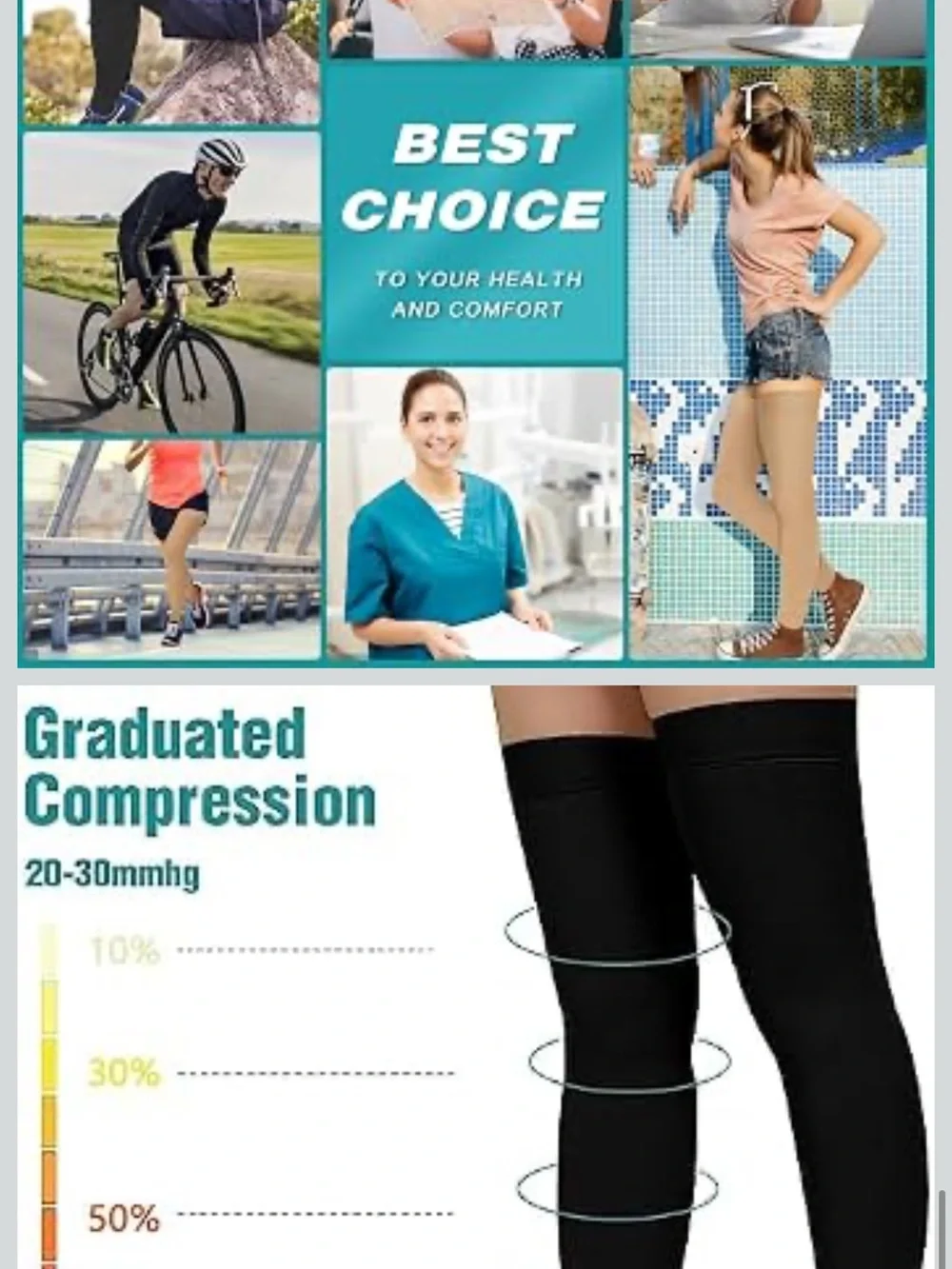 2 pairs of Medical Compression Stockings - Black and nude